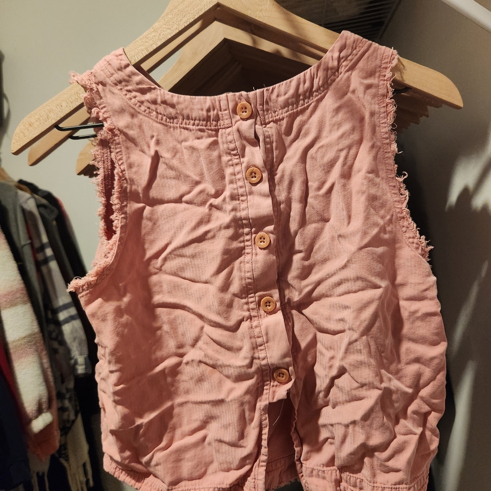 Pink Sleeveless Button-Down Top